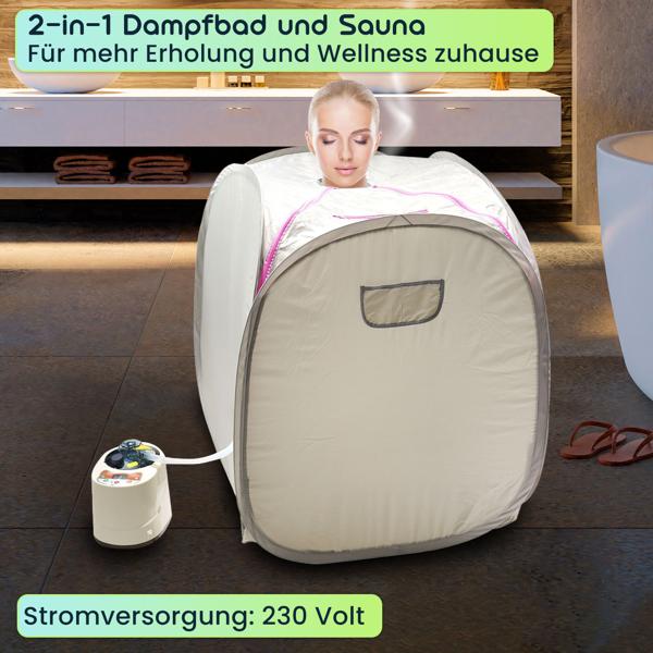 Wellnessoase für Zuhause – Mobile Sauna & Dampfbad (1000W) mit Fernbedienung & Timer – Entspannung pur auf Knopfdruck