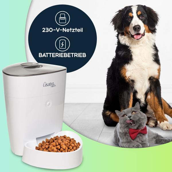 Smarter Futterspender, WLAN und App zur Steuerung, 4 Liter, für Hunde & Katzen, 1-10 Mahlzeiten am Tag, Napf abnehmbar und leicht zu Reinigen