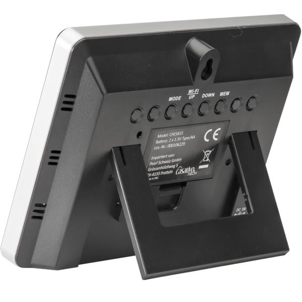 Moderne WLAN Wetterstation, Aussenfühler, Farbdisplay, Uhr, Wettertendenz, Luftfeuchtigkeit. App-Analyse für Wetterhistorie. Präzise Wetterdaten