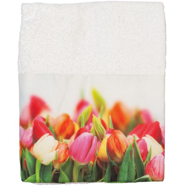 Handtuch Tulpenspiel - Weiches Baumwoll-Frotteehandtuch 50x100 cm - Saugfähig, hautfreundlich, 380 g/m² - Waschbar 60°C - Für Bad & Gäste-WC