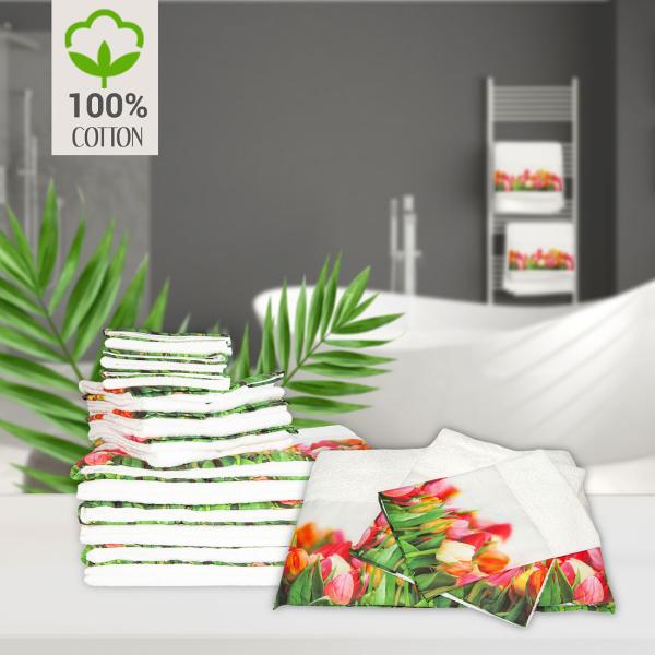 Handtuch Tulpenspiel - Weiches Baumwoll-Frotteehandtuch 50x100 cm - Saugfähig, hautfreundlich, 380 g/m² - Waschbar 60°C - Für Bad & Gäste-WC
