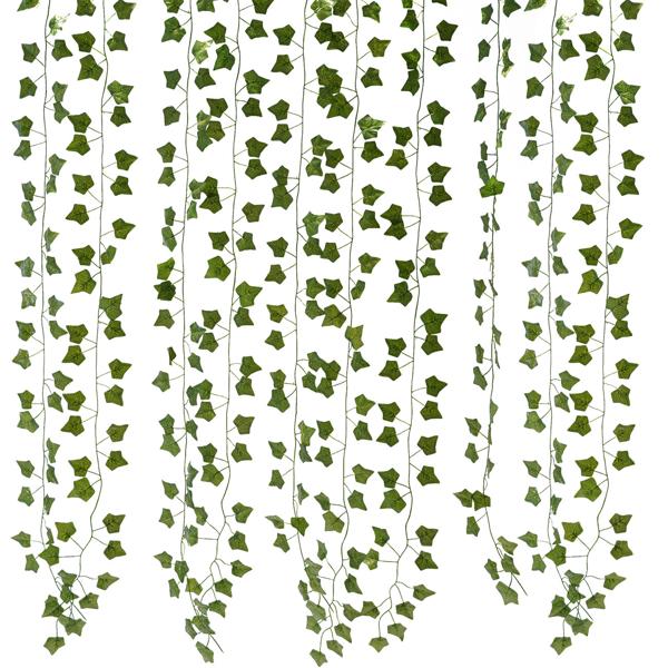 Efeu Deko Girlanden, 24er-Set, Kunstoff und Textilfasern, täuschend echt, jeweils 2,2 m Länge und 81 Blätter zur stilvollen Wanddekoration