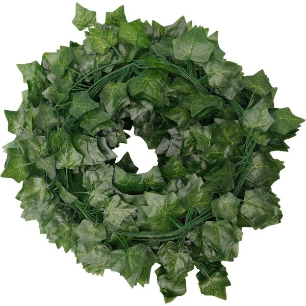 Efeu Deko Girlanden, 24er-Set, Kunstoff und Textilfasern, täuschend echt, jeweils 2,2 m Länge und 81 Blätter zur stilvollen Wanddekoration