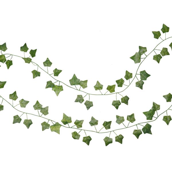 Efeu Deko Girlanden, 24er-Set, Kunstoff und Textilfasern, täuschend echt, jeweils 2,2 m Länge und 81 Blätter zur stilvollen Wanddekoration