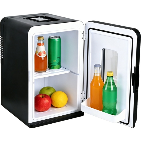 Mobiler Mini Kühlschrank 14L mit Kühl- und Wärmfunktion - Kleiner Auto Kühlschrank 12V 230V, Mini Fridge mit Sichtfenster & Tragegriff, Schwarz