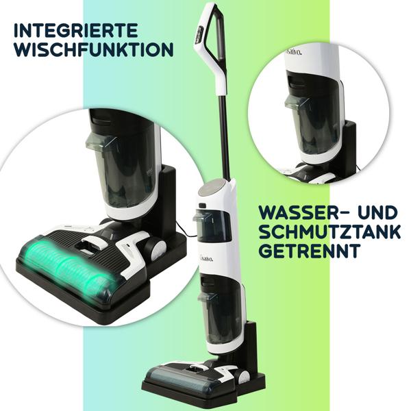 Hocheffizienter 2-in-1 Boden-Wischsauger mit HEPA-Filter, 220 W, 550ml, Akkubetrieb, OLED-Display, Flexibles Saugen & Wischen für eine gründliche Reinigung