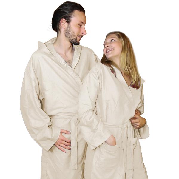 Mikrofaser-Bademantel L - Unisex, saugfähig & schnelltrocknend für Sport, Reise, Sauna - Creme, 80% Polyester, 20% Polyamid, 500g, waschbar