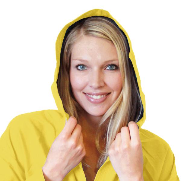 Mikrofaser-Bademantel Damen Gelb Grösse S - Ultraleicht & schnelltrocknend mit Kapuze - Ideal für Sport, Reise, Sauna - 80% Polyester, 20% Polyamid