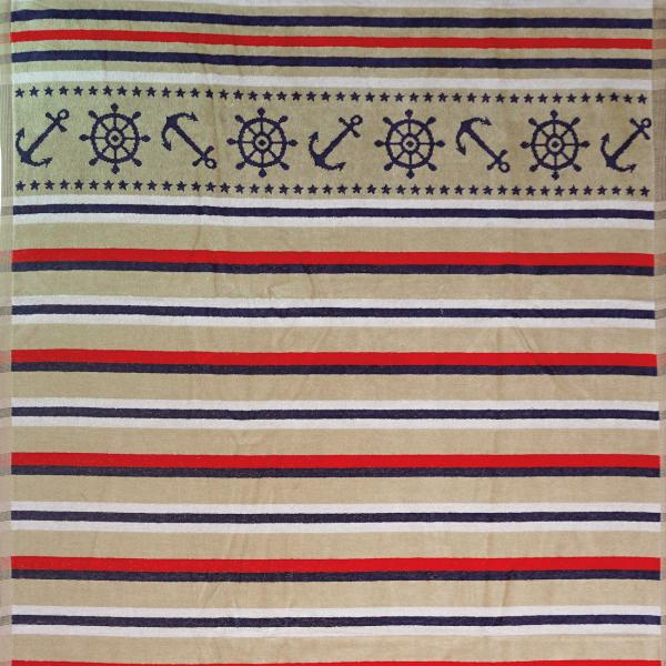 Jacquard-Strandbadetuch - Maritimes Streifen-Design für Strand & Pool - 100% Ägyptische Baumwolle, 90x170 cm - Weich, saugstark & schnelltrocknend