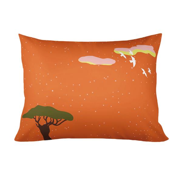 Kissenbezug Savanne Digitaldruck - 100% Baumwolle, 65x100 cm - Orange/Bunt, hautsympathisch, pflegeleicht & waschbar bis 40° - Reissverschluss