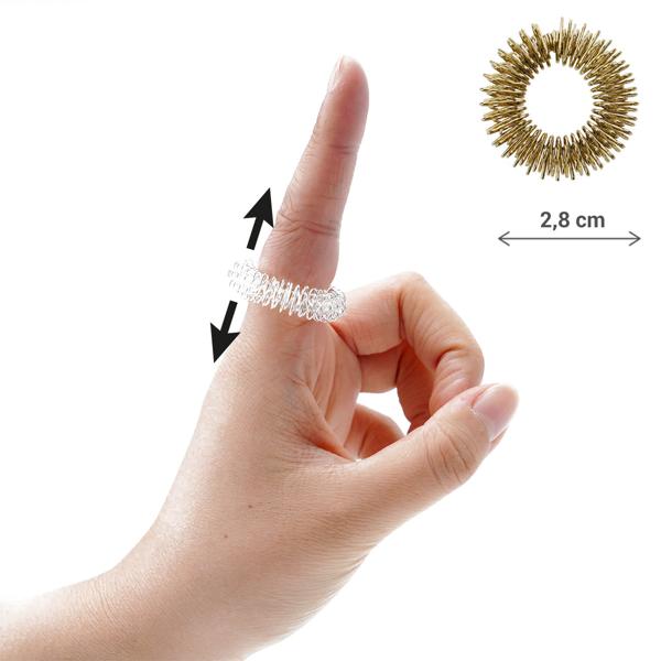 Akupressurringe 10er Set Gold/Silber - Fingermassage für Vitalität, Leistung & Wohlbefinden - Edelstahl, Einheitsgrösse, 3g - TCM-basiert