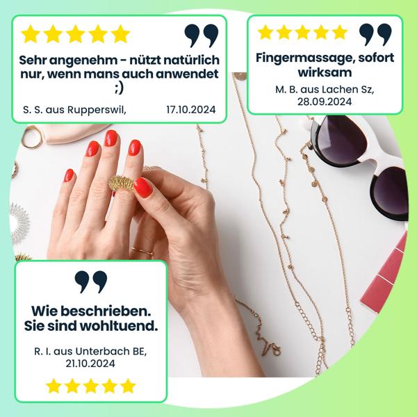 Akupressurringe 10er Set Gold/Silber - Fingermassage für Vitalität, Leistung & Wohlbefinden - Edelstahl, Einheitsgrösse, 3g - TCM-basiert