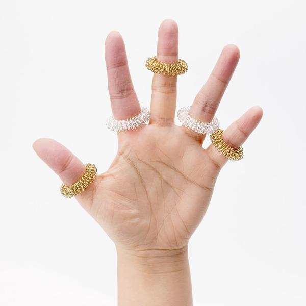 Akupressurringe 10er Set Gold/Silber - Fingermassage für Vitalität, Leistung & Wohlbefinden - Edelstahl, Einheitsgrösse, 3g - TCM-basiert