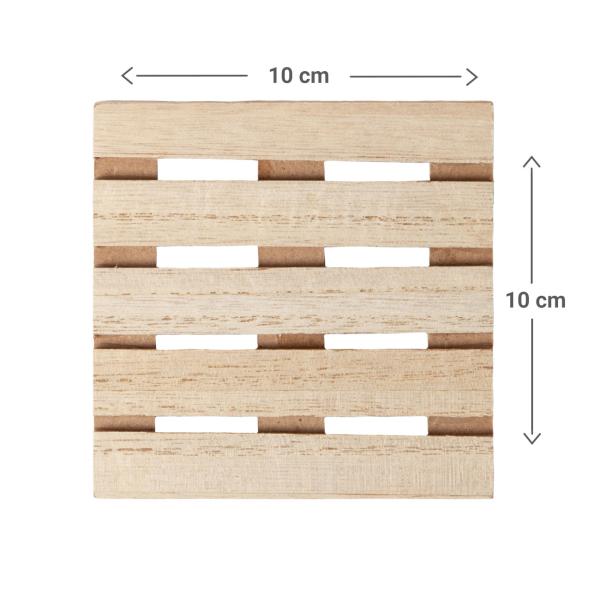 Holz-Untersetzer Paletten-Optik 4er-Set - Rustikale Eleganz für Ess-, Garten- & Couchtisch - Robust, langlebig, 10x10x4cm - Leicht zu reinigen