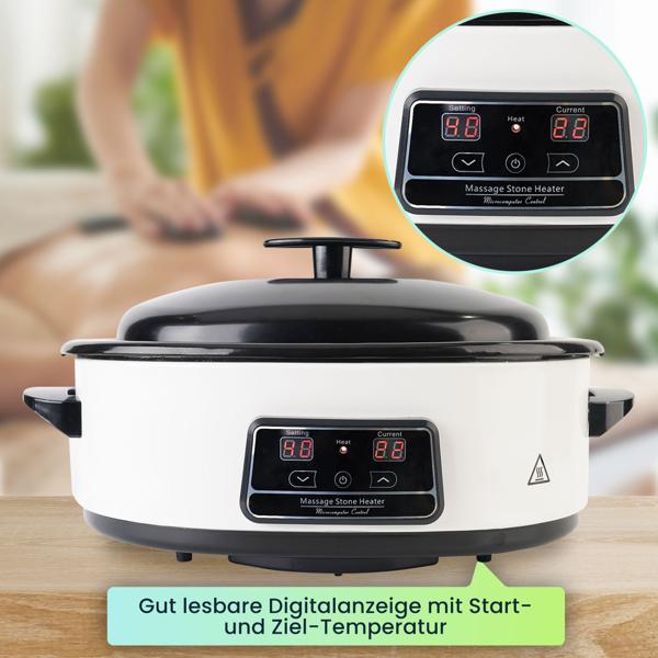 Hot Stone Massage Set mit digitaler Temperaturkontrolle – 23 Natursteine, Wärmegerät für entspannende Wellness-Momente