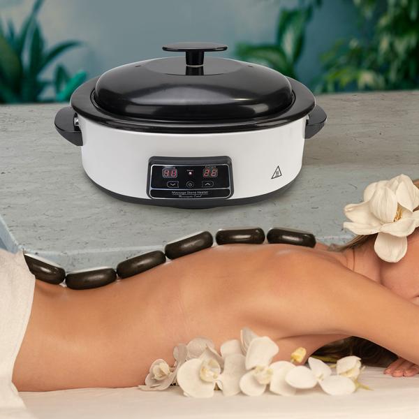 Hot Stone Massage Set mit digitaler Temperaturkontrolle – 23 Natursteine, Wärmegerät für entspannende Wellness-Momente