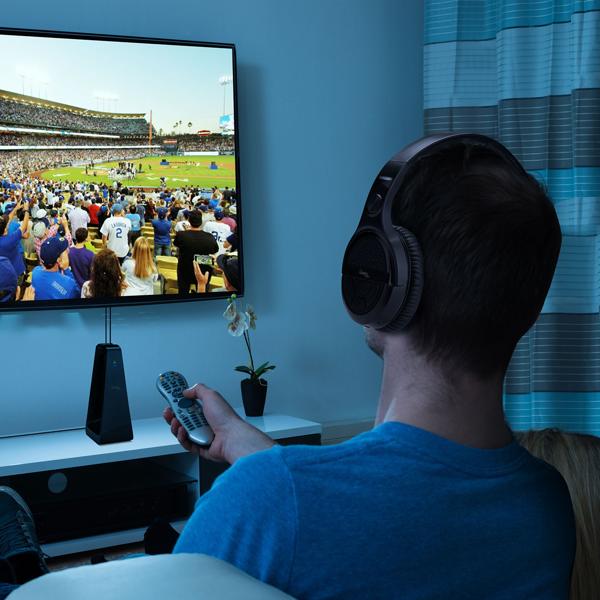 Digitaler Stereo-Funk-Kopfhörer mit 2-in-1 Funk- & Ladestation – kabellos, 30 m Reichweite, kristallklarer Sound, bequem & leicht, schwarz