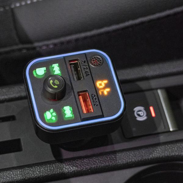 FM Transmitter mit Bluetooth 5, USB-A Ladeports und Freisprechfunktion, Drahtloser Auto Radio Adapter m. Media Player für den Zigarettenanzünderanschluss