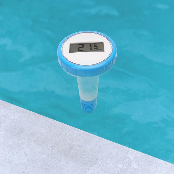 2er-Set Digitales Funk-Poolthermometer mit LCD-Basisstation - Präziser IPX8 Sender für Teich & Pool - Funk-Reichweite 60m - 433 MHz - Bis zu 3 Thermometer