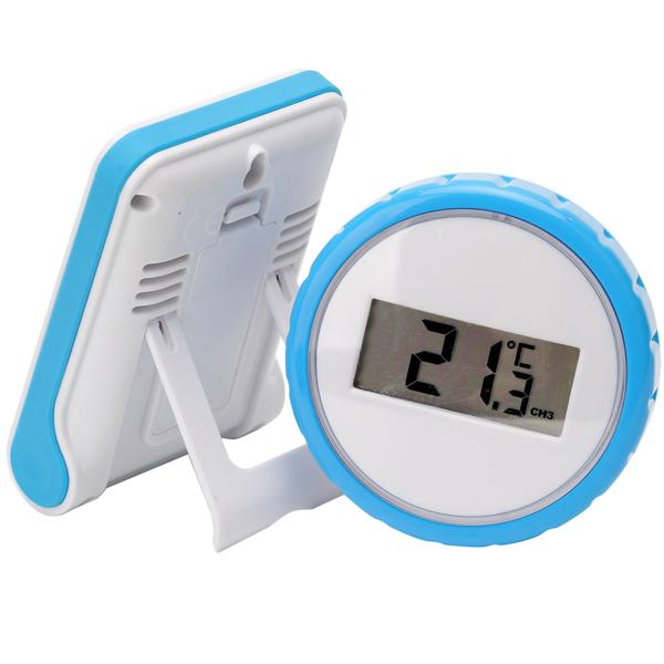 2er-Set Digitales Funk-Poolthermometer mit LCD-Basisstation - Präziser IPX8 Sender für Teich & Pool - Funk-Reichweite 60m - 433 MHz - Bis zu 3 Thermometer