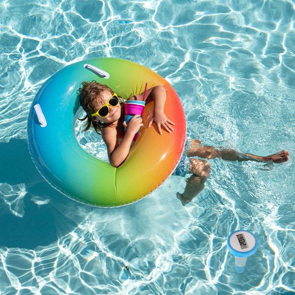 Digitales Funk-Poolthermometer - Präziser IPX8 Sender, grosse LCD-Basisstation - Wassertemperatur Pool/Teich - bis zu 3 Thermometer, -20 bis +60 °C