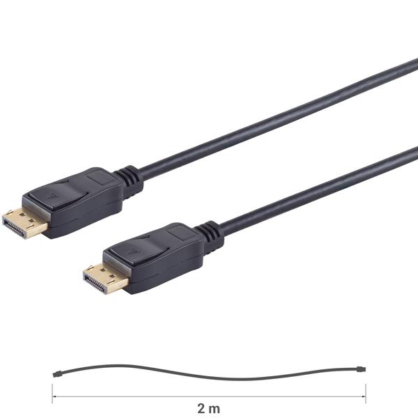 DisplayPort Kabel 1.4 - 8K@60Hz - 2m Schwarz - Hohe Bandbreite 32.4 Gbit/s - Vergoldete Stecker - HDR10 HDCP 2.2/2.3/1.4 - Gaming & Video