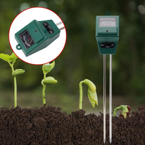 Präzises 3-in-1 Pflanzenerde Messgerät, Bodentester misst Feuchtigkeit, pH-Wert und Lichtverhältnisse, Finden Sie den idealen Standort für Pflanzen