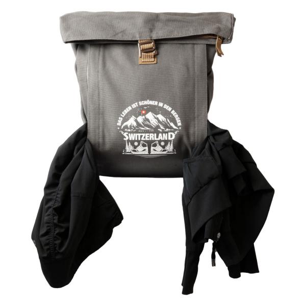 Hochwertiger HALFAR® Marken-Rolltop-Rucksack, anthrazit, mit einzigartigem Design-Aufdruck. Komfortabel, langlebig, perfekt für jedes Abenteuer