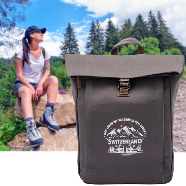 Hochwertiger HALFAR® Marken-Rolltop-Rucksack, anthrazit, mit einzigartigem Design-Aufdruck. Komfortabel, langlebig, perfekt für jedes Abenteuer