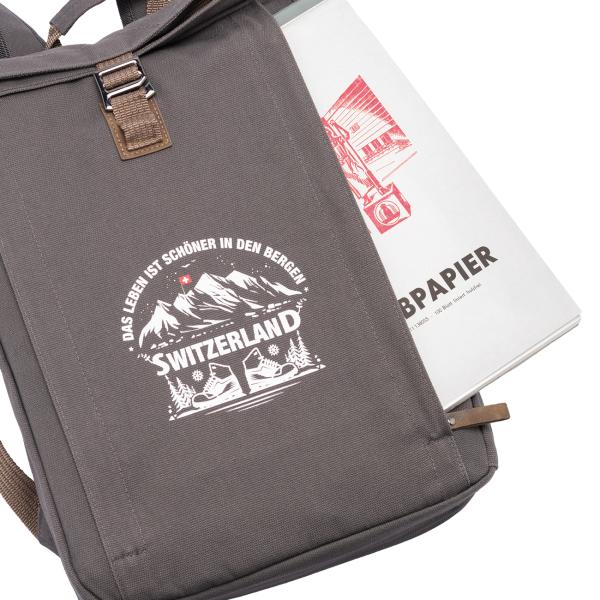 Hochwertiger HALFAR® Marken-Rolltop-Rucksack, anthrazit, mit einzigartigem Design-Aufdruck. Komfortabel, langlebig, perfekt für jedes Abenteuer