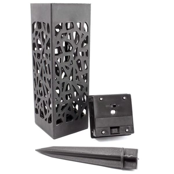 2er-Set LED Solar Gartenleuchte mit Erdspiess - Mosaik-Lichtmuster für fantastisches Ambiente - Wetterfest (IP44), Dämmerungssensor, 6-8h Betrieb, Schwarz