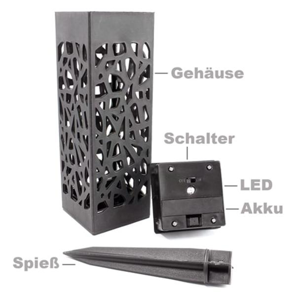 2er-Set LED Solar Gartenleuchte mit Erdspiess - Mosaik-Lichtmuster für fantastisches Ambiente - Wetterfest (IP44), Dämmerungssensor, 6-8h Betrieb, Schwarz