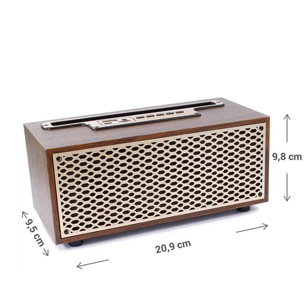 Zeitloses Vintage Bluetooth Radio & FM: Wireless Holzradio kompakt (20,9 x 9,5 x 9,8 cm) – der perfekte Mix aus Retro-Design und moderner Technologie