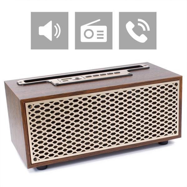 Zeitloses Vintage Bluetooth Radio & FM: Wireless Holzradio kompakt (20,9 x 9,5 x 9,8 cm) – der perfekte Mix aus Retro-Design und moderner Technologie
