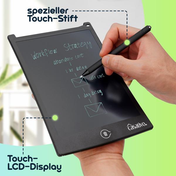 LCD-Schreibtafel (21,5 cm) mit präzisem Eingabestift – Elektronisches Zeichentablett für Notizen & Skizzen, inkl. Batterie