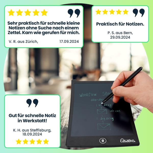 LCD-Schreibtafel (21,5 cm) mit präzisem Eingabestift – Elektronisches Zeichentablett für Notizen & Skizzen, inkl. Batterie