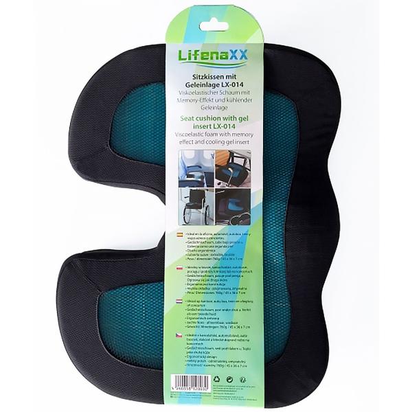 Ergonomisches Sitzkissen Memory-Foam: schwarz, Gel-Einlage, 45x36x7cm - Komfort & Entlastung im Büro - Bürokissen für Druckentlastung