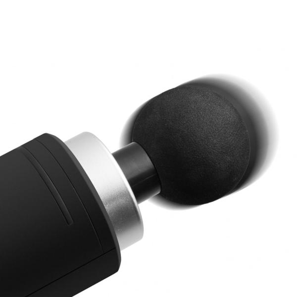 Kraftvolle Massagepistole mit Akku, 6 Stufen & 5 Köpfen: (24x18x6cm), schwarz-silber, hochwertiges Massagegerät für Tiefenmuskelentspannung