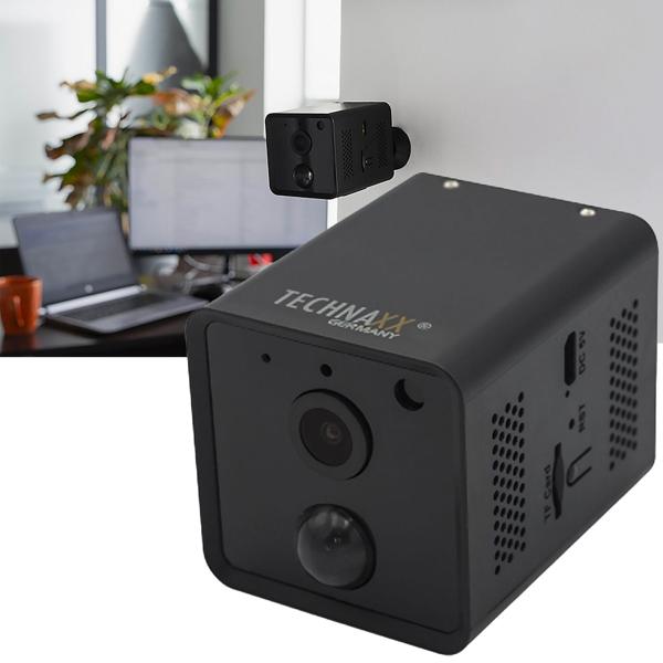 Smarte Mini Überwachungskamera (Full HD) für Innen – Mit PIR Sensor, App Steuerung, schwarz (4,8 x 6,6 x 4,8 cm) – Einfache Überwachung in Top-Qualität