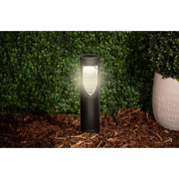 Solar-LED-Wegeleuchte mit Erdspiess - Gartenleuchte für Balkon, Terrasse & Camping - 8x31 cm, schwarz, 8h Leuchtdauer, NiMH-Akku