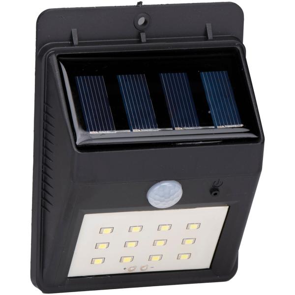 LED Solar Wandleuchte - Bewegungssensor PIR 120° Erfassung 5m - Hauseingang Garage Flur Keller Camping - 20lm Nachtlicht - 11.5x8x4cm - Montagesatz
