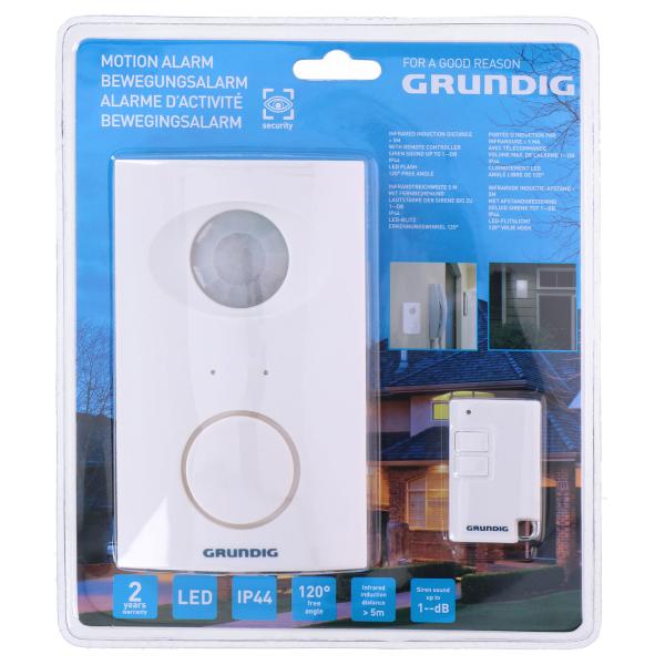 Bewegungssensor mit 5 LEDs - Infrarot Bewegungsmelder mit 120° Erkennung für Aussenbereiche - Spritzwassergeschützt IP44 & akustischem Signalton