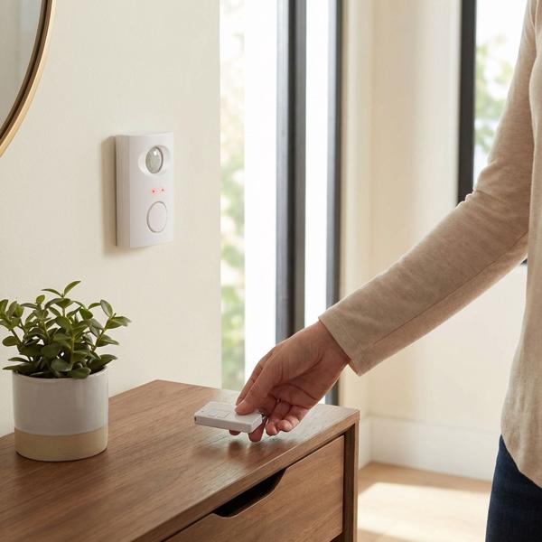 Bewegungssensor mit 5 LEDs - Infrarot Bewegungsmelder mit 120° Erkennung für Aussenbereiche - Spritzwassergeschützt IP44 & akustischem Signalton