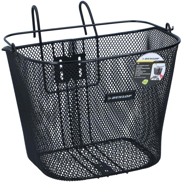 Velokorb aus Metall - Fahrradkorb zum Einhängen am Lenker - Schwarz - 35x24,5x26 cm - 22L Fassungsvermögen - Robust & Langlebig