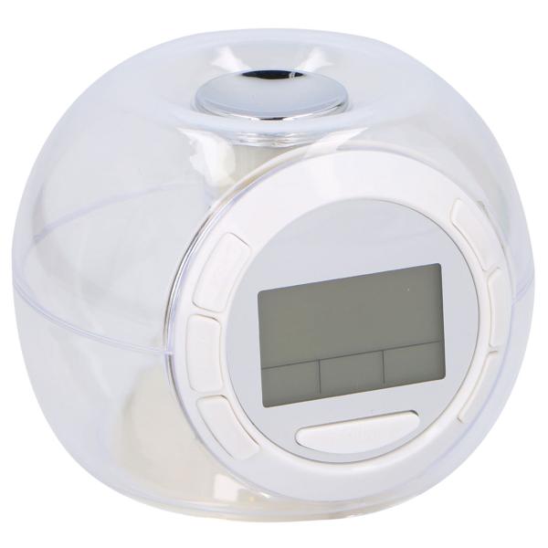 Tischwecker - LED-Beleuchtung, Farbwechsel & Naturgeräusche - Uhr, Datum, Weckfunktion, Innentemperaturanzeige - Kompakt, weiss/transparent