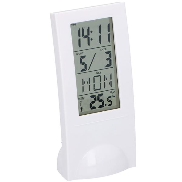 Wetterstation mit Timer - Funk-Wetterstation für Uhrzeit, Datum & Innentemperatur - 12/24-Stunden-Anzeige, Thermometer - Farbe: Weiss