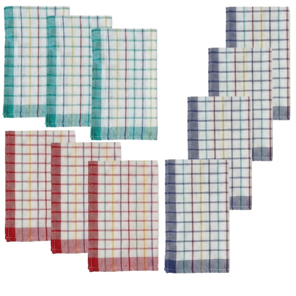 10er-Set Geschirrtücher - 100% Baumwolle, 50x70 cm - Starke Saugkraft, vielseitig, 60°C waschbar - Für Küche, Geschirr, Fenster