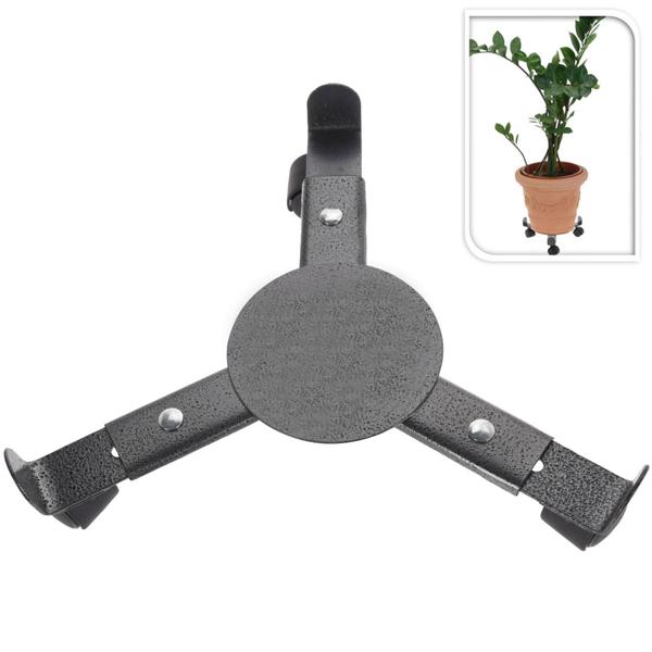 Verstellbarer Pflanzenwagen Metall - für schwere Pflanzenkübel bis 50 kg - schont den Rücken - bodenschonende Rollen - Töpfe bis 30 cm Ø