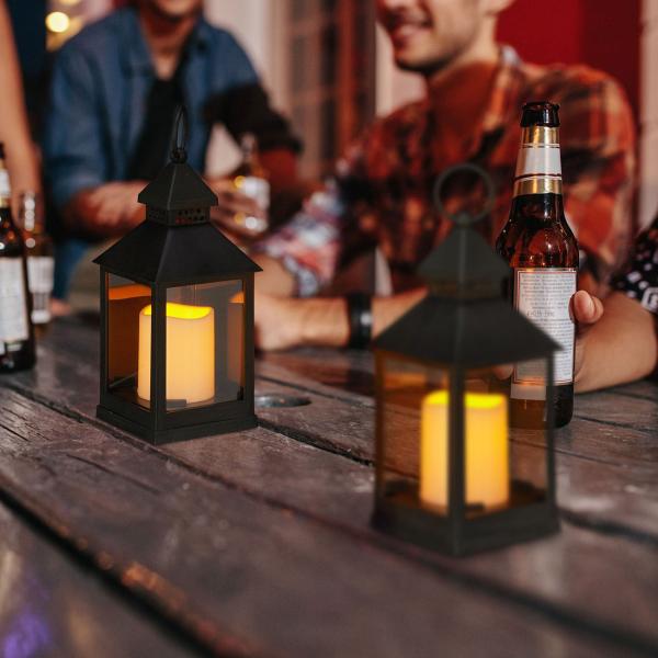 Laterne mit LED Deko Kerze, Windlicht, 2er-Set, 23 cm