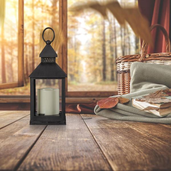Laterne mit LED Deko Kerze, Windlicht, 2er-Set, 23 cm
